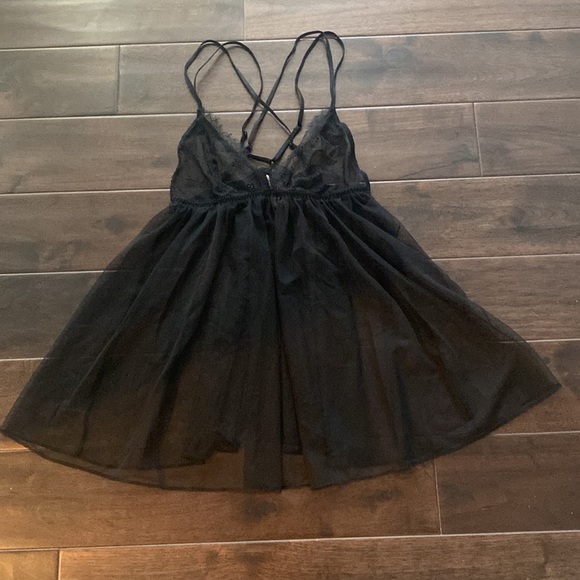 Victoria secret sexy babydoll nightgown lingerie black NWT Sz M lace - Picture 2 of 6